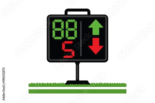 Sports Digital Scoreboard Displaying Player Numbers and Substitution Arrows