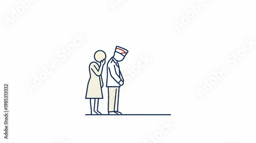 People Mourning Together Minimalist Line Drawing