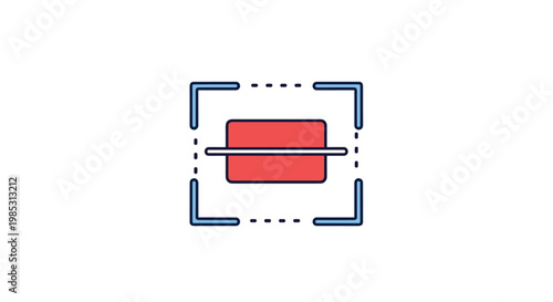 Outline icon of a scan frame or viewfinder with a bright red rectangular highlight in the center for focus and identification.
