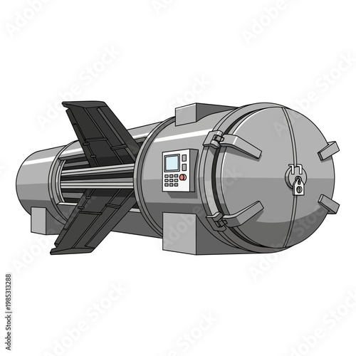 Futuristic Atomic Bomb with Digital Display and Lock - Sci-Fi Weapon