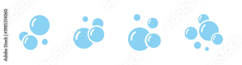 Bubbles icon set. Soap foam, suds, water bubble symbol. Transparent PNG and vector illustration