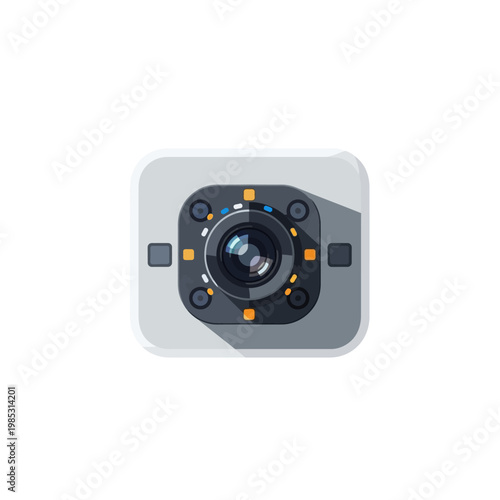 Modern surveillance camera icon, security system technology, flat design