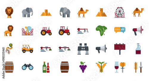 Collection of Diverse Icons Representing Various Concepts.