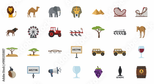 Collection of African Safari and Travel Icons.
