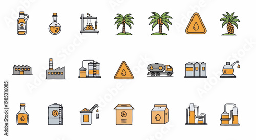 Collection of Oil and Gas Industry Icons and Symbols.