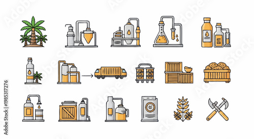 Industrial Process Icons Set Vector Illustration.