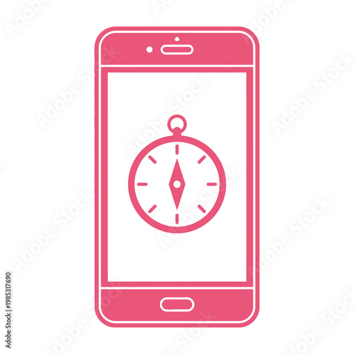 Smartphone with compass on screen navigation tool