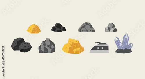 Collection of Raw Materials and Minerals.