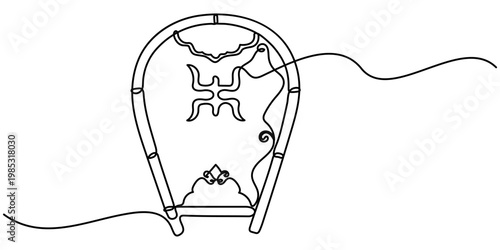 kulo continuous one line drawing, minimalist design isolated in white background, on outline vector illustration. 