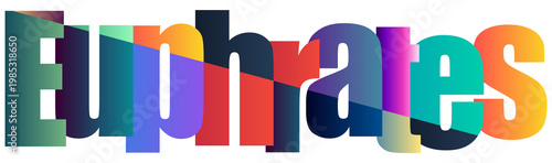 Colorful Euphrates river name Typography Text Design Isolated Background