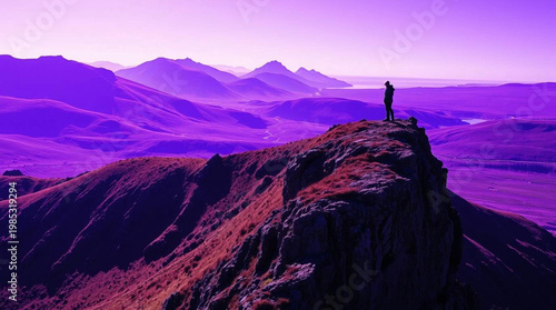 Person Standing on Cliff Edge in Highlands Landscape