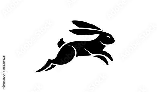 Abstract jumping rabbit silhouette modern vector animal isolated on white background