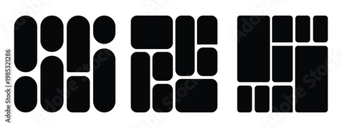 Moodboard layout. Collage Frames with Universal Colour Palette. Creative Theme Mood Board, photo collage. Puzzle mood board, Frame for photo and pictures, Creative mockup. 