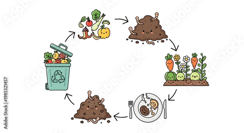 Composting process turning food waste organic.