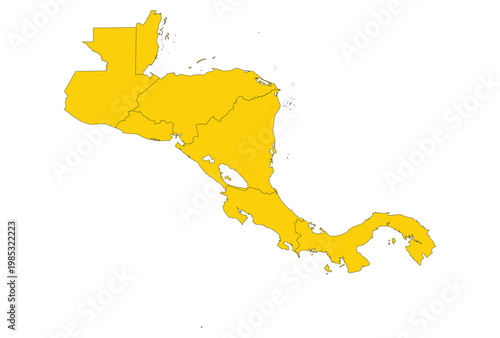 Central America with Countries map vector illustration.