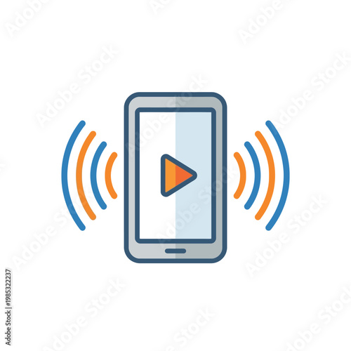 Audiobook icon vector illustration depicting electronic book with sound waves