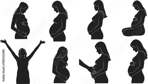 Pregnancy stages silhouette series a visual journey of motherhood and growth