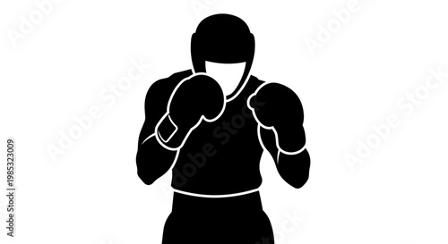 Boxer in fighting stance silhouette.