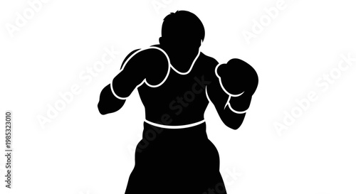 Boxer in fighting stance silhouette 1.
