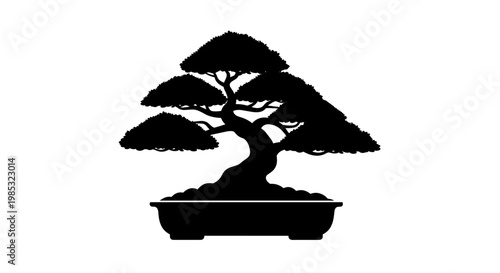 Bonsai Tree in Pot Silhouette.