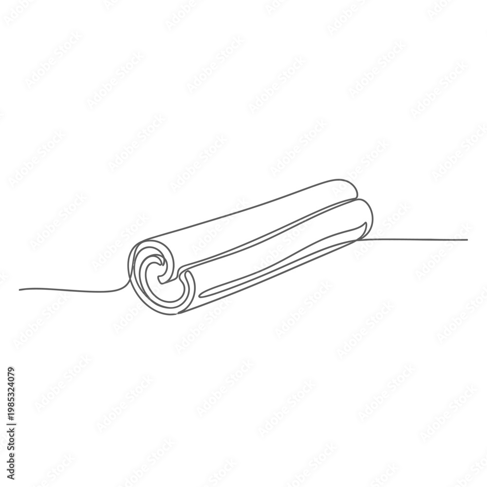 Obraz premium Minimalist Line Art of a Cinnamon Bark Stick, Warming Spice Vector Illustration for Baking and Wellness