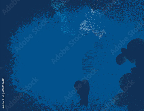 Abstract deep blue ocean background texture with etched organic shapes, marine concept for modern web design or poster.