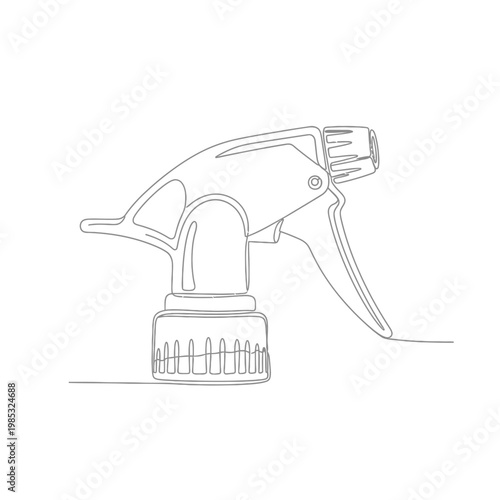 Minimalist Line Art of an Aluminum Spray Bottle Nozzle, Reusable Dispenser Illustration for Eco Packaging