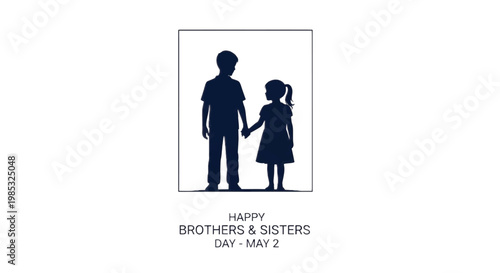 Brother and sister silhouettes, Happy Brothers & Sisters Day, family icons, sibling love, May 2