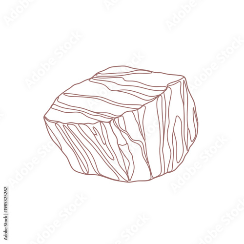 Minimalist Continuous Line Art Australian Red Clay Chunk for Detoxifying Beauty Therapy Concept