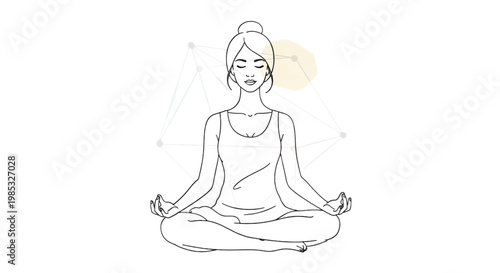 Meditating woman, yoga illustration, mindfulness vector, zen pose
