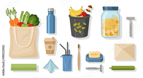 Eco-friendly zero waste lifestyle items and reusable products collection