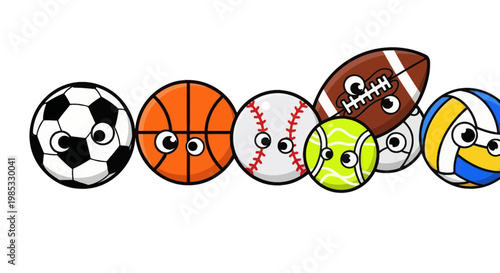 Cute Sports Balls Characters with Funny Faces - Collection