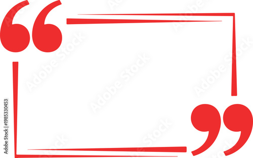 Red quotation mark border on white background quotation marks typography
