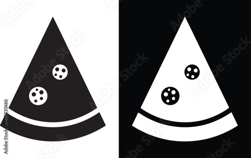 Slice of pizza with pepperoni icons pepperoni restaurant delicious appetite illustration silhouette contrast minimalist isolated triangle
