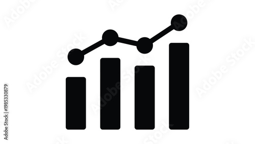 Growth trend illustrated with bar chart and line graph combination Vector