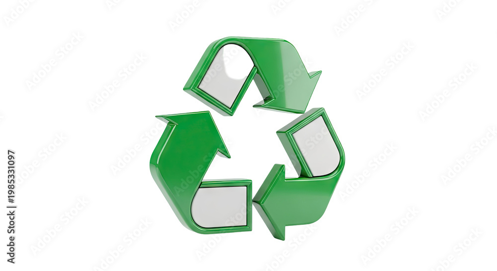 Obraz premium Green 3D Recycling Symbol