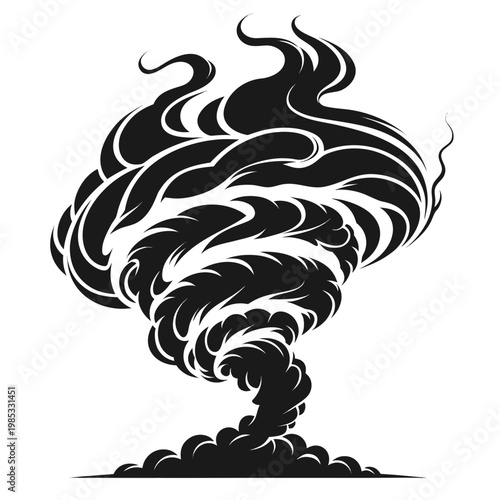 Tornado, black swirl, stormy weather icon, vector illustration