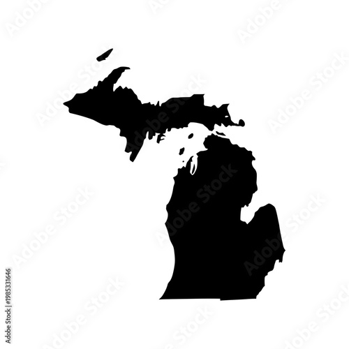 Michigan State Silhouette Map Outline Black Vector Icon