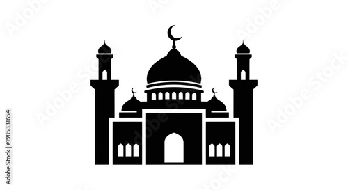 Mosque Silhouette Icon - Islamic Architecture, Religious Symbol