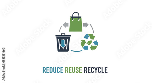 Eco-friendly recycling concept with reduce reuse recycle symbols