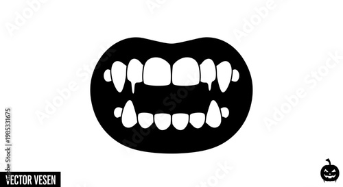 Spooky Vampire Fangs Silhouette - Halloween Mouth Icon