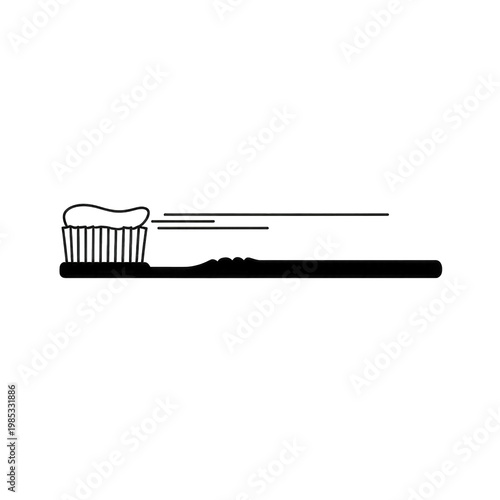 Toothbrush with toothpaste, dental hygiene, clean teeth, oral care, hygiene, health, vector