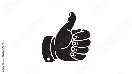 Black Hand Giving Thumbs Up On White Background For Approval Concepts