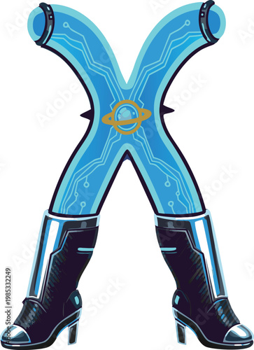 Bold X Futuristic Icon Vector Illustration