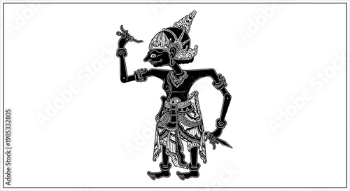 Indonesian Wayang Kulit Shadow Puppet Character - Traditional Art