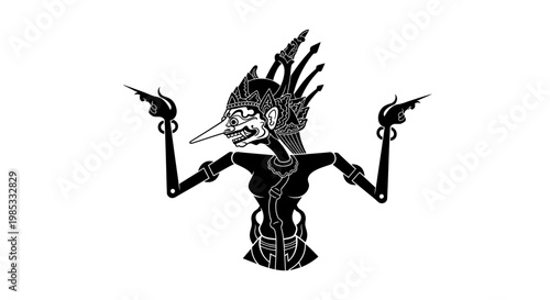Indonesian Wayang Kulit Shadow Puppet Character