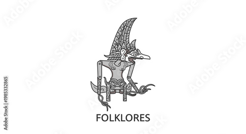 Indonesian Wayang Kulit Shadow Puppet 'Punokawan' Character - Folklore Art