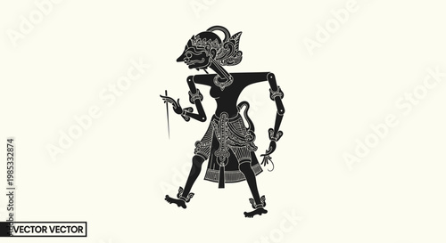 Indonesian Wayang Kulit Shadow Puppet Silhouette