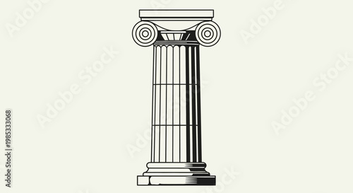 Ionic Column, Ancient Greek Architecture, Classical Style, Vector Illustration