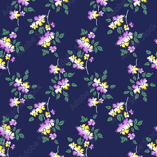 Japanese Colorful Bouquet Vector Seamless Pattern
